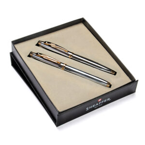 sheaffer 100 ballpoint pen fountain pen gift set bright chrome gold trim 33965.jpg